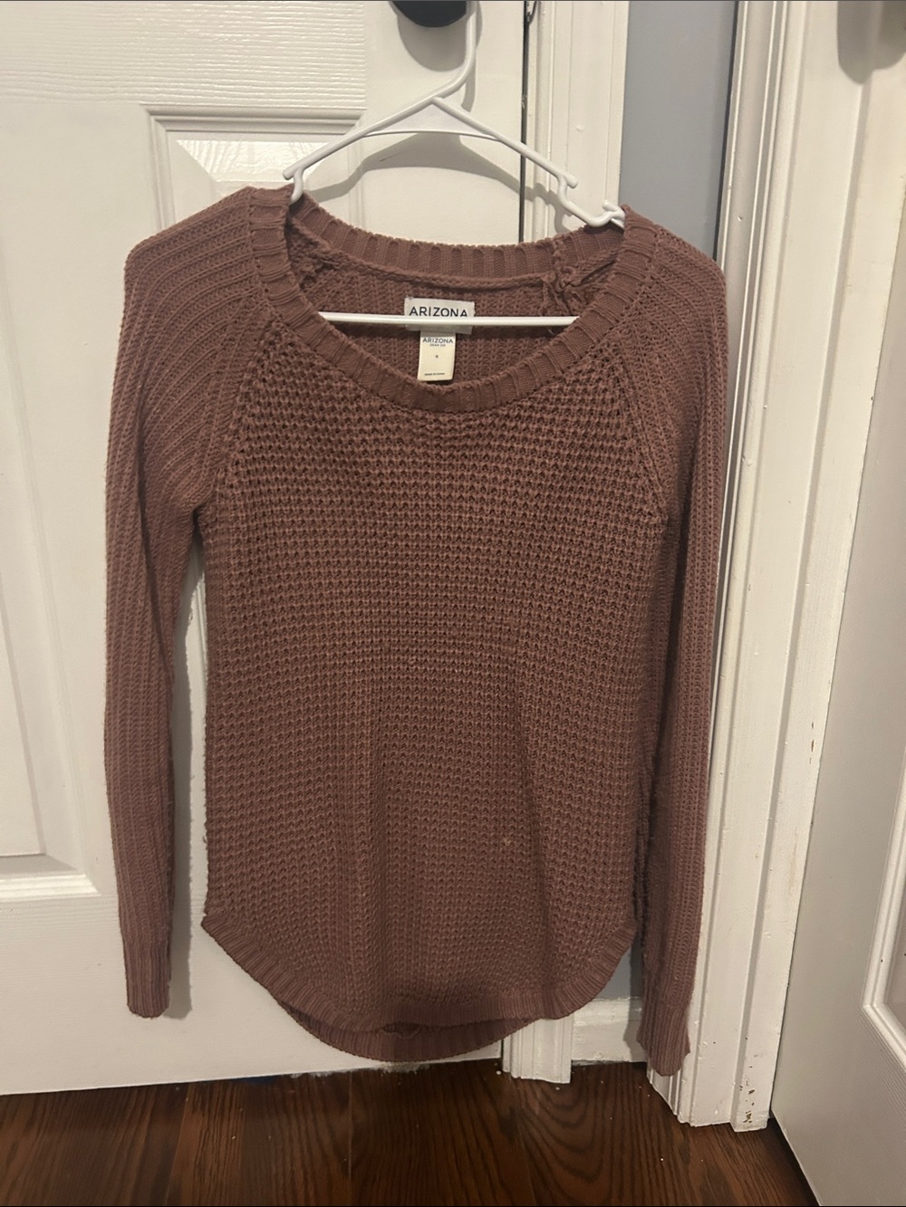 Arizona Jean Company Dusty Rose Waffle Knit Crewneck Sweater